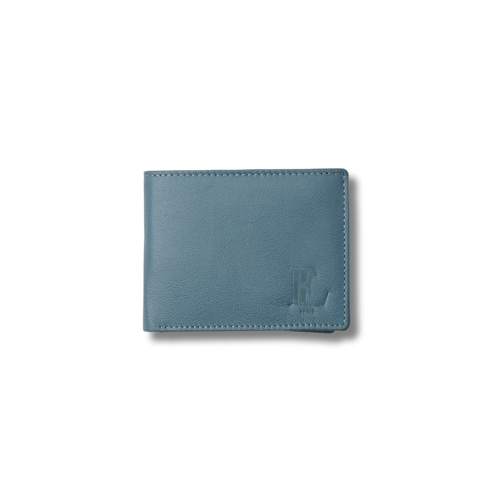 Blue Nappa Leather Men’s Wallet with Coin Pocket and ID Window