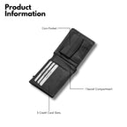 Genuine Leather Men’s Wallet with Coin Pocket (Black)