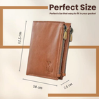 Genuine Leather Wallet with Zip Pocket and Textured Front