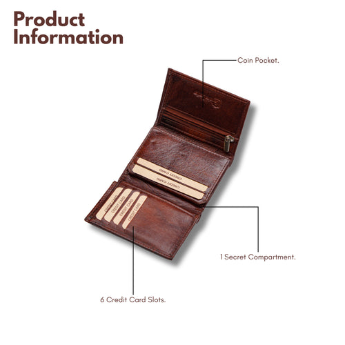 Brown Genuine Leather Wallet with Card Slots and Coin Pocket