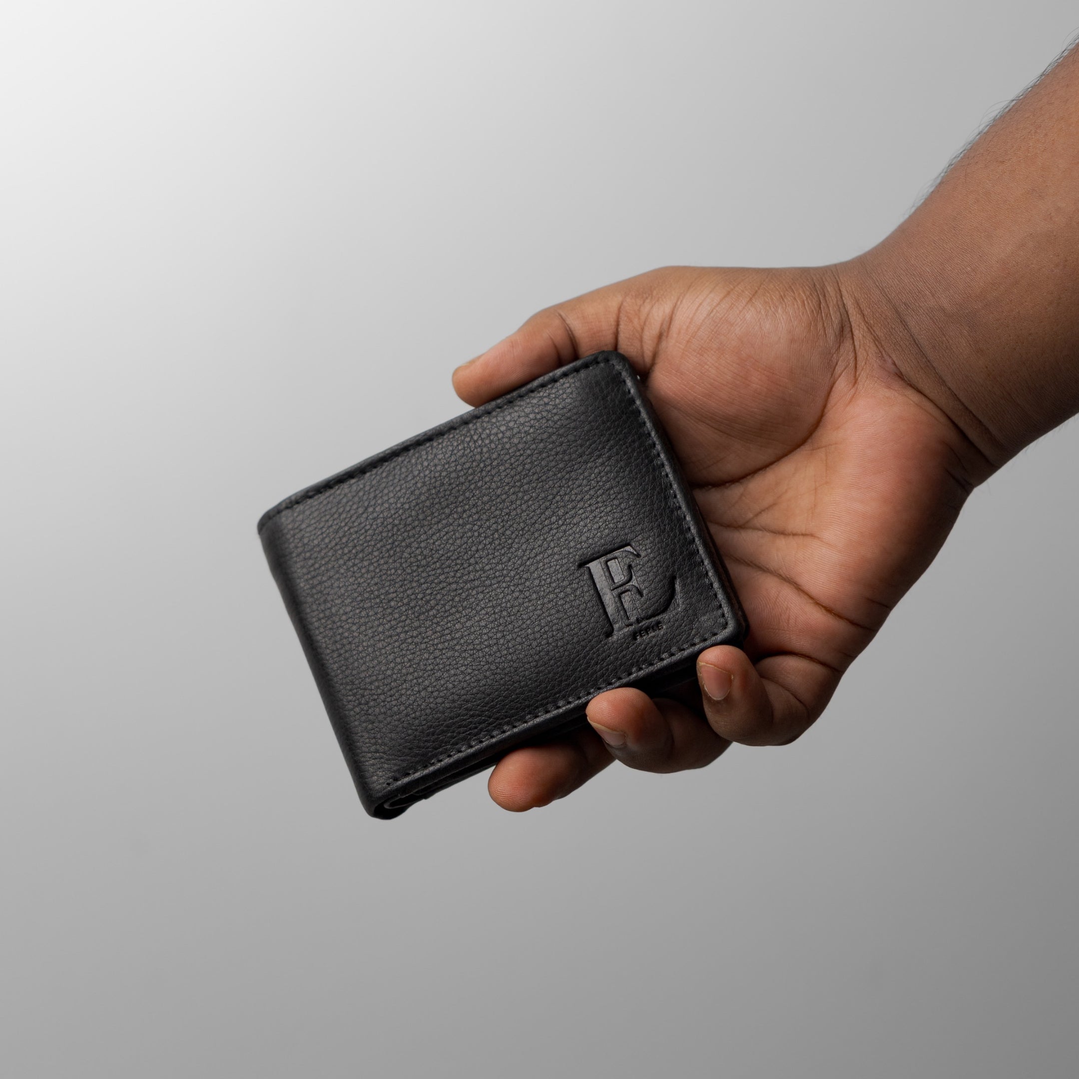 Genuine Leather Men’s Wallet with Coin Pocket (Black)