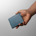Blue Nappa Leather Men’s Wallet with Coin Pocket and ID Window