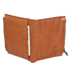 Genuine Leather Men’s Wallet with Zip Pocket and Multiple Card Slots
