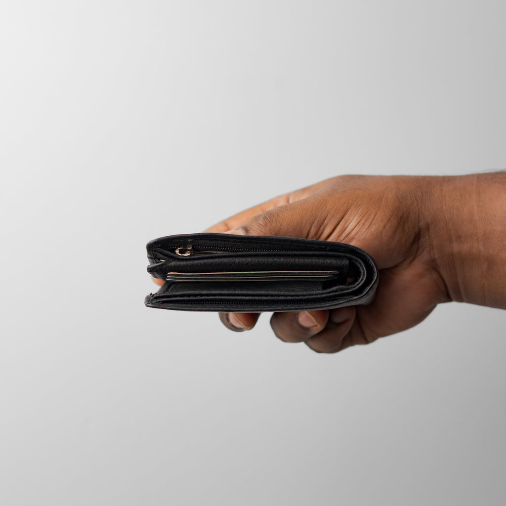 Genuine Leather Men’s Wallet with Coin Pocket (Black)