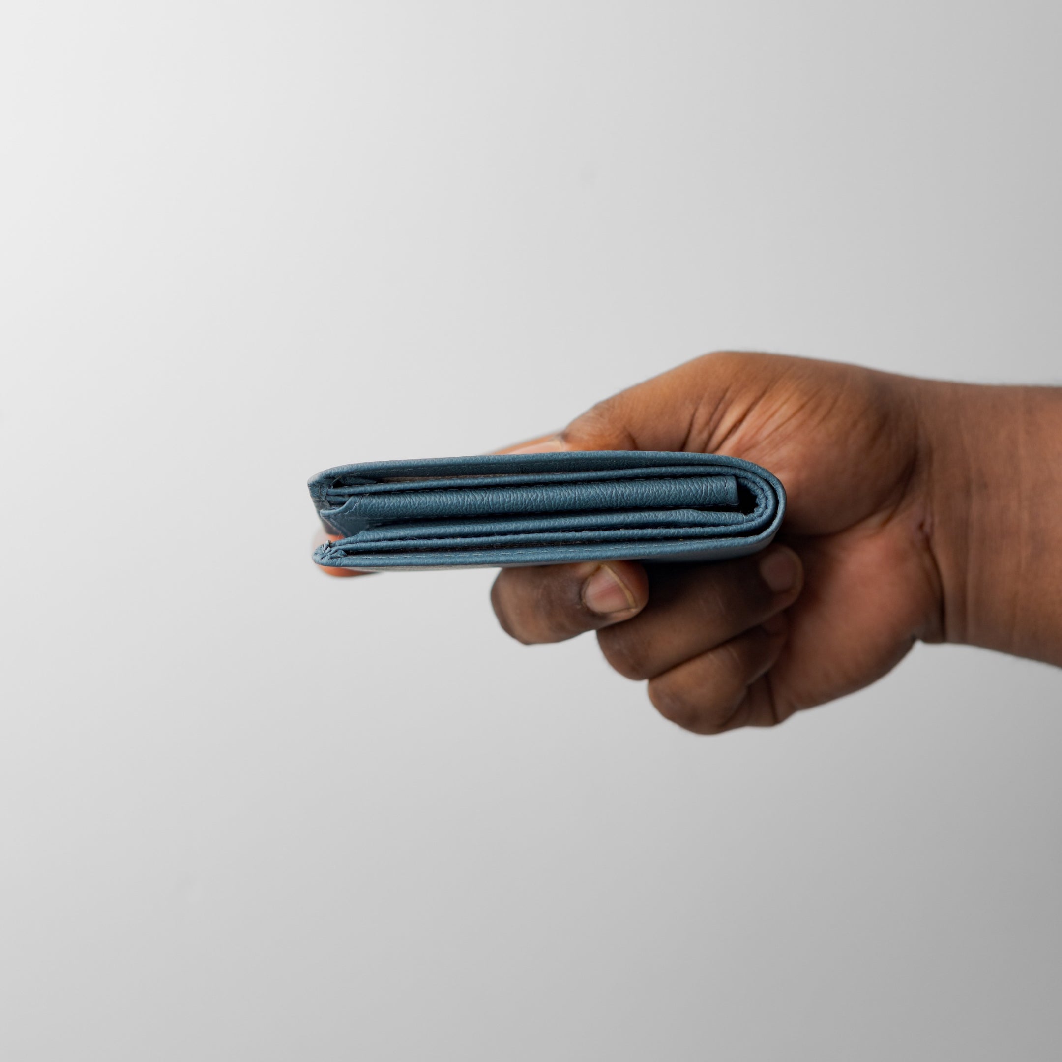 Blue Nappa Leather Men’s Wallet with Coin Pocket and ID Window