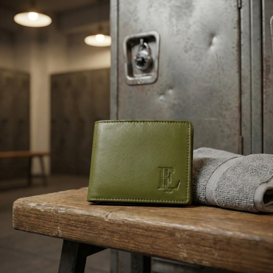 Genuine Leather Men’s Wallet in Green with Multiple Slots