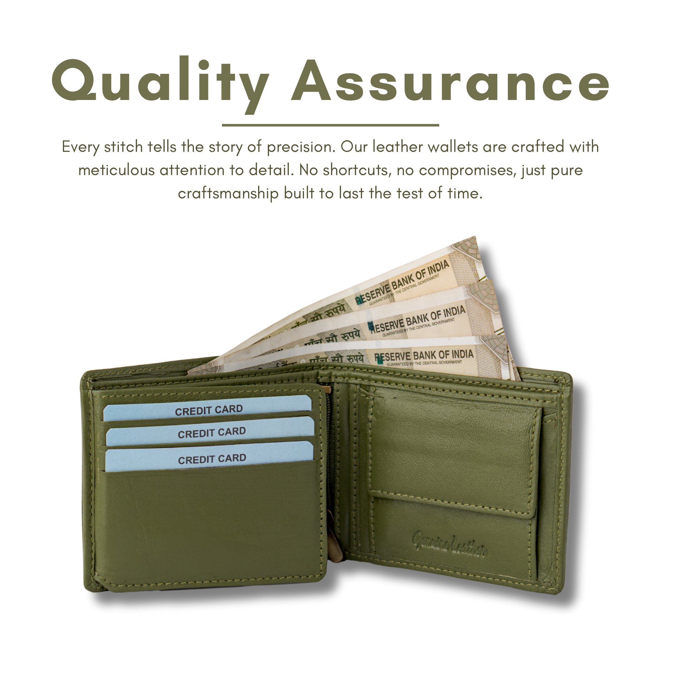 Genuine Leather Men’s Wallet in Green with Multiple Slots