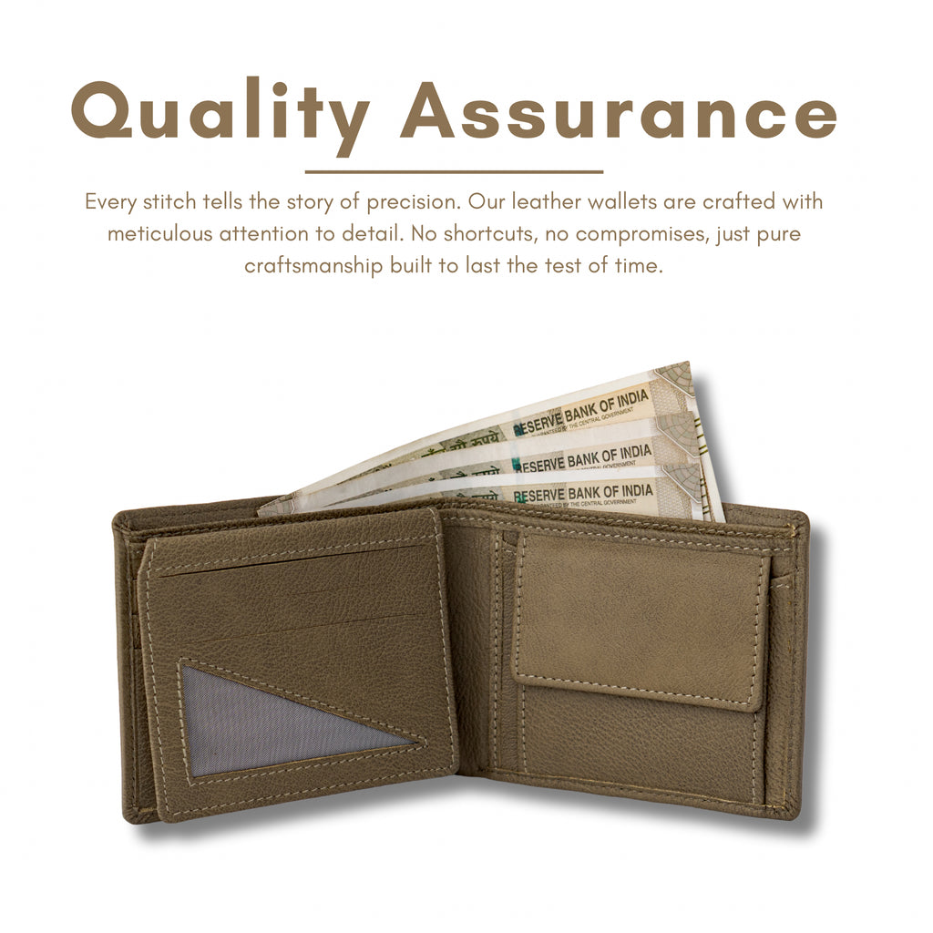 Genuine Leather Men’s Wallet with Coin Pocket and ID Window