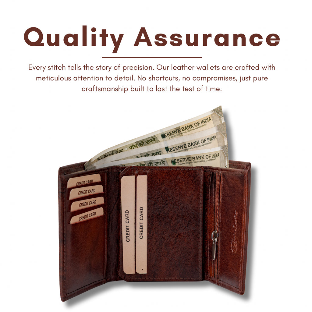 Brown Genuine Leather Wallet with Card Slots and Coin Pocket