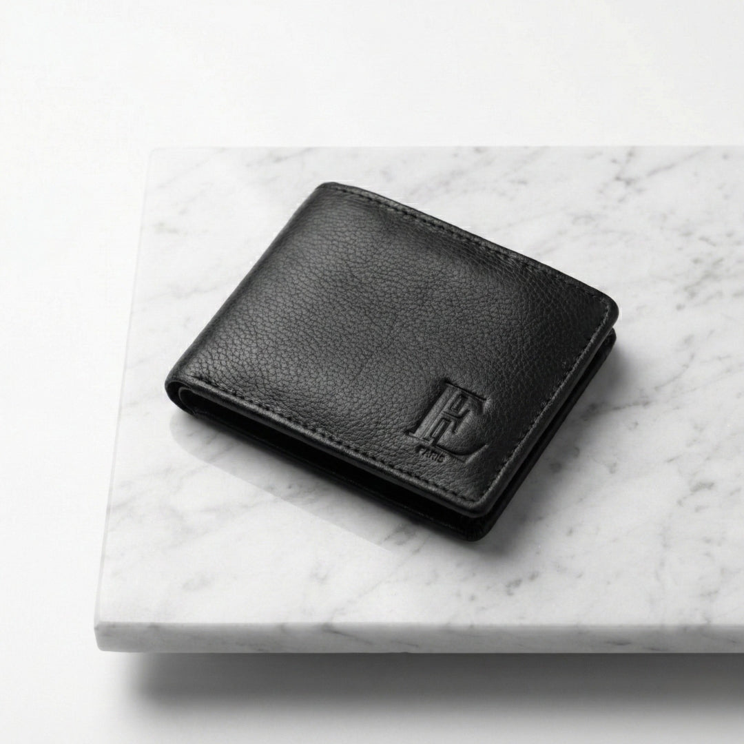 Genuine Leather Men’s Wallet with Coin Pocket (Black)