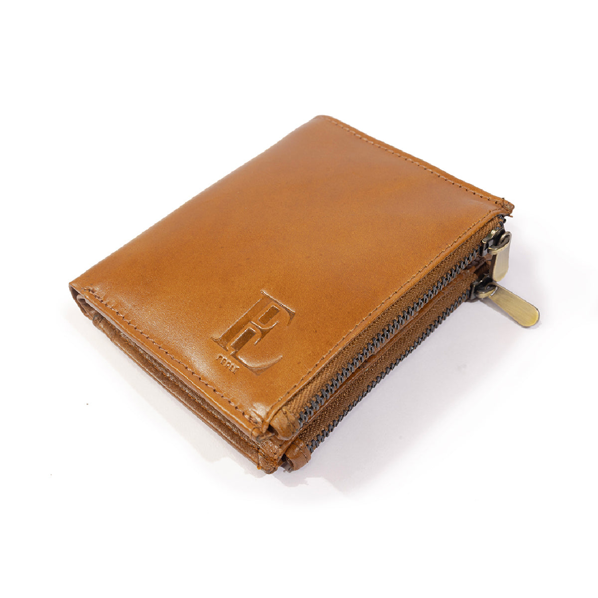 Genuine Leather Men’s Wallet with Zip Pocket and Multiple Card Slots